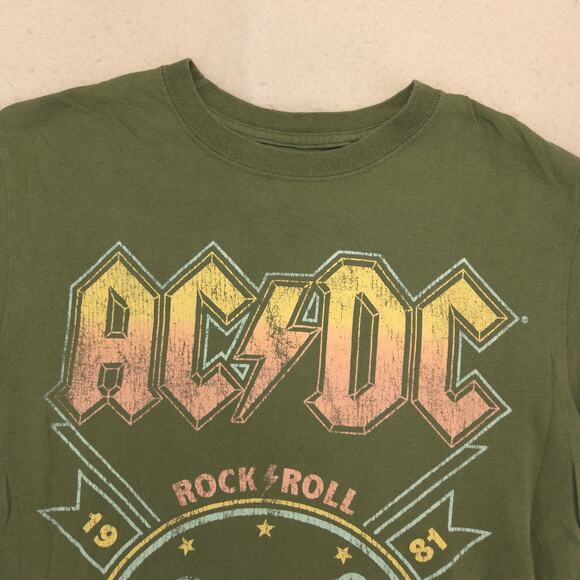 ACDC Band Crew Neck Short Sleeve Graphic T Shirt Mens Size Small S Green - Picture 1 of 9